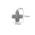 Vintage cross pendant with heart patterns in dark metal, 31mm height variant - Style 21/Heart Pattern