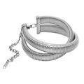 Detail of silver double layered snake chain bracelet with extension and lobster clasp - 18+5cm / Silver Bracelet