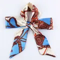 Elegant vintage silk hair scarf with rope pattern tied in a bow on white background - S16-Vintage Medal Rope