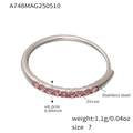 Slim stainless steel ring with sparkling pink zircons in size 7 with 1.1g weight - US 7 / Steel Color - Pink Zirconia