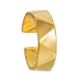 Detailed close-up of golden geometric faceted ear cuff showing metal texture and luster - Adjustable Open / Gold