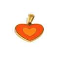 DIY golden heart pendant accessory with red and orange enamel layers for jewelry making - Red & Orange (Gold-6)