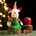 30cm Christmas reindeer doll with green tree body and red striped scarf gift bag - Elk