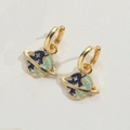 Pendientes de planeta dorados con esmalte azul y circonitas blancas - Planeta Azul Real (ES2640)