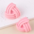 Pink matte twisted knot triangle earrings for women with a unique 3D woven aesthetic - Light Pink