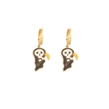 Golden Halloween grim reaper earrings with black and white enamel finish - Reaper Shape Earrings 6# (N1410)