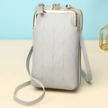 Light gray vertical multi-layer crossbody phone bag with V-shaped quilted texture - Gray
