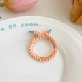 Pink elastic hair tie with blue bead accents and soft knitted wavy texture for kids - Pale Green