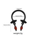Gothic black bat septum ring with red teardrop gems for Halloween and cosplay outfits - Bat Style With Red Teardrop Gems(240403-22)