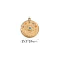 Evil eye charm in gold finish with colorful zircons and textured metal surface, 15.5x18mm - Textured Blue Stone Eye / Medium