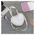 White heart-shaped ita bag with transparent PVC front panel and white shoulder strap - Off White