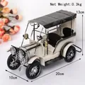 Vintage white metal vintage car model with black roof and handmade industrial details - Vintage Classic Car - White