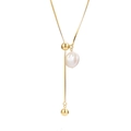 Collana a catena serpente dorata in argento 925 con perla barocca e cursore regolabile - Argento 925 / Oro