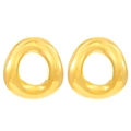 Minimalist pair of golden irregular oval stainless steel stud earrings for women - 18k Gold Plated Irregular Round WG-0166
