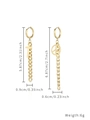 Golden asymmetrical cross and peace sign long chain dangle earrings in metallic finish - Asymmetric Cross and Peace Sign Style (E331-GO)