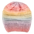 Rainbow gradient chunky knit beanie for women in pink, yellow, green and purple tones - One Size / Color 2 (Rainbow Gradient)
