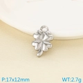 Polished silver four-leaf clover pendant in 17x12mm stainless steel for DIY jewelry - Silver (KLJ9976-Z)