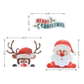 Detailed size view of reflective Christmas Santa, reindeer, and Merry Christmas car stickers - RFM006: Merry Christmas Text/Santa/Reindeer