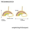 Detailed view of rainbow cloud oil-drip earrings made of polished stainless steel - Rainbow Cloud Stud Earrings