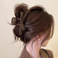 Elegant large matte coffee brown butterfly hair claw clip for thick hair styling - 1pc Set Bowknot Style