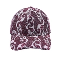 Classic burgundy paisley print cotton baseball cap with curved brim and 6-panel design - Wine Red Paisley