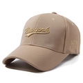 Khaki baseball cap with golden New York embroidery and structured six-panel design - Medium Beige