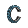 Black ear cuff featuring micro-pave blue stones in a modern C-shaped design - Gunmetal Turquoise Zirconia 1PC