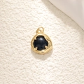 Irregular golden heart necklace pendant featuring a black round gemstone in four-prong setting - A0226 Irregular Black Agate Pendant - Gold