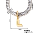 Detailed size specifications for gold Zirconia letter L pendant with dimensions and weight - Letter L Shape Style (N01047-L)