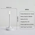 Minimalist white wireless LED table lamp in iron and acrylic with touch control - White