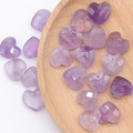 Faceted purple crystal heart-shaped loose beads for DIY jewelry making in wooden tray - Single Piece / Amethyst