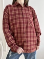 Klassiek rood en geel geruit shirt met lange mouwen, borstzak en knoopsluiting - S / Rood Geblokt
