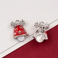 DIY jewelry charm featuring a red and silver reindeer bell pendant with snowflake pattern - 30# Silver K Antler Bell