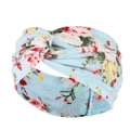 Blue paisley print yoga headband with twist knot design made of elastic cotton - Blue Ditsy Floral Fabric (43)