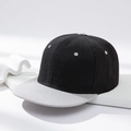 Classic black and grey contrast flat brim snapback hat with textured cotton finish - Black with Gray Brim