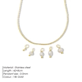 Collier en acier inoxydable plaqué or 14K avec cinq perles baroques blanches - Doré