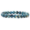 Natural Tiger Eye bead bracelet featuring blue and yellow sand texture patterns - Blue Malachite / 6mm