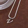 Silver cursive letter V pendant on a sleek snake chain necklace for women - Letter V