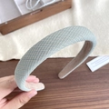 Padded wide light green woven fabric headband with high top sponge for women - Light Green