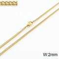 Men's 2mm thin gold-finished stainless steel curb chain necklace with lobster clasp - 2mm Gold / Necklace 45cm
