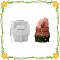 Molde de silicona para caja de regalo con rosa, dimensiones 6,7x5,9 cm para artesanía - Maceta de Caja de Regalo