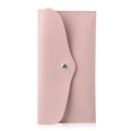 Custodia per pennelli trucco in pelle rosa stile busta con chiusura a bottone in metallo - Borsa Rosa a 12 Scomparti con Bottone