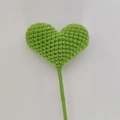 Handmade crochet green heart flower bouquet with knitted handle for gifting - Bud Green