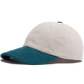 Corduroy baseball cap in beige and dark green contrast colors with a vintage texture - One Size(Adjustable) / Malachite green