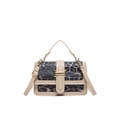 Beige leopard print crossbody bag with gold hardware and top handle detail - Khaki Leopard