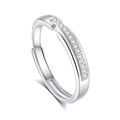 S925 sterling silver couple ring with shimmering pavé diamonds and adjustable open band - FDJZ-358-Women's
