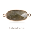Faceted oval labradorite stone connector in rose gold plated frame for DIY jewelry - Flash Stone (Labradorite)