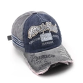 Vintage washed 1969 baseball cap in navy and grey with Rock Shark embroidery - Grey & Navy Blue (D)