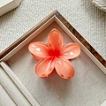 Pince à cheveux florale orange corail en résine brillante avec cinq pétales élégants - Pince à Cheveux Fleur de Lys Orange