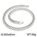 Poliertes Silber Edelstahl Doppelwebkette Halskette, 500x9mm Variante - Stahl (500x9mm)